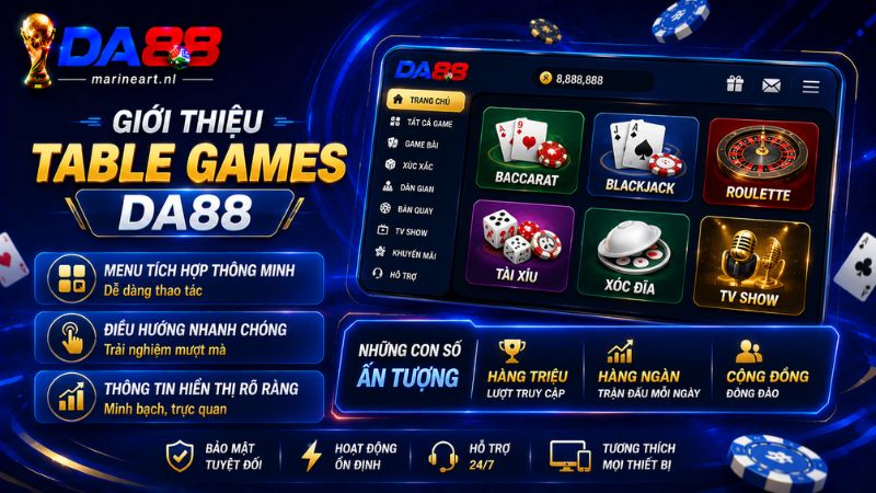 Khám phá giao diện và cơ hội trúng thưởng tại Table Games DA88