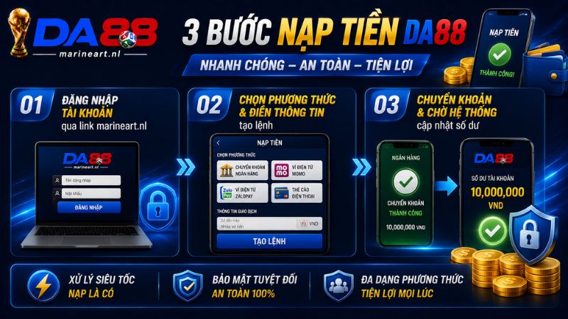 Hướng dẫn chi tiết 3 bước nạp tiền DA88 chuẩn xác nhất