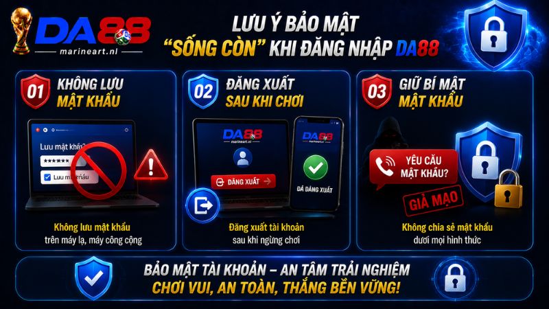 Những lưu ý bảo mật "sống còn" khi Đăng Nhập DA88
